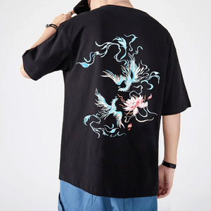 Servicio OEM camiseta de peso pesado en blanco negro de alta calidad Boxy cuello redondo bordado personalizado 100% algodón hombres - Product Image 2