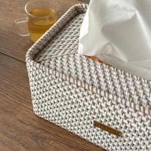 Servilletero Rectangular Moderno de Ratán Blanco para un Estilo de Mesa Chic, Uso en el Hogar, Comedor y Cocina, Hecho a Mano en India - Product Image 3