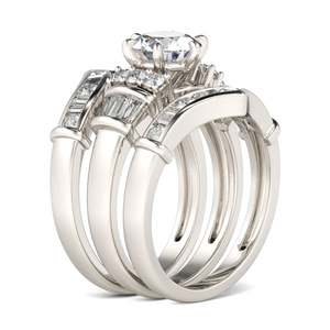 Juego de Anillos de Plata de Ley con Diamantes de Corte Redondo Art Deco de 3 Piezas Jeulia - Product Image 3
