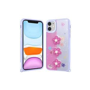 Funda Protectora Trasera de Silicona con Figura en Relieve que Brilla en la Oscuridad para iPhone 11 14 Plus - Funda con Purpurina Líquida y Arena Movediza - Product Image 1