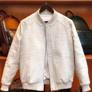 Chaqueta universitaria Letterman con cuello levantado de piel auténtica personalizada para hombre al por mayor, cremallera teñida Lisa para montar en motocicleta en invierno - Product Image 2