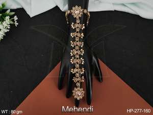 Mehendi Antique Hath Panja para mujer, joyería de mano nupcial elegante, boda india tradicional y accesorios festivos - Product Image 2