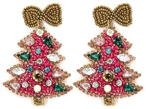 Elección joyería bordado hecho a mano rosa con cuentas árbol de Navidad pendientes colgantes elegantes estilo de declaración de moda de la India - Product Image 2