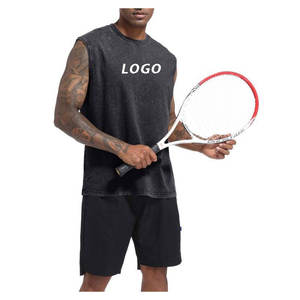 Men's Stylish Distressed Stringer Tank <b>Top</b> Ripped <b>Sleeveless</b> Design Comfortable Workout Gym Vest Trendy Summer Badge Decoration - Product Image 3