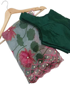 TENDENCIA ORGANZA SIBORI ESTAMPADO SAREE CON BLUSA DESCOSADA PISTA - Product Image 1