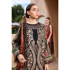 Colección Eid 2025 de Maria B, MPT-2512-B TC-1150, Blusa Bohemia de Chifón con Bordado Estampado para Primavera/Verano - Product Image 3