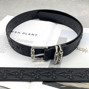 Nuova Fibbia a Rullo in Lega d'Argento Incisa con Design Traforato per Cinture in PU Plastica Stile Punk High Street per Uomo e Donna - Product Image 3