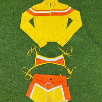 Ensemble de shorts sportifs unis pour femmes 2025 – Cardigan zippé et brassière courte 2 pièces coupe ajustée en Spandex/Coton