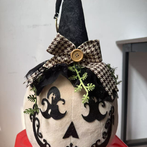Chapeau de sorcière tendance en forme de couvercle, fait main, pour rangement effrayant, idéal pour la collecte de bonbons d'Halloween, en osier noir emblématique, style <span class=keywords><strong>Jack</strong></span>-O'-Lantern - Product Image 3