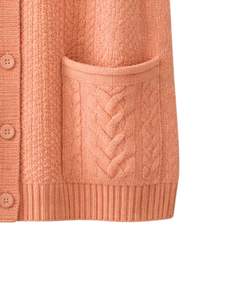 Manufacturer Peach Hooded Knitted Sweater Vest <b>Women</b> Wool Acrylic Button Front Sleeveless Winter <b>Cardigan</b> <b>With</b> <b>Pockets</b> OEM - Product Image 6