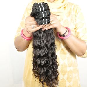 เครื่องตัดหนังกำพร้าแบบสองชั้นสำหรับสตรีสีดำธรรมชาติสีดำคลื่นบริสุทธิ์100% อินเดีย - Product Image 1