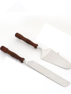 Juego de servidor de pastel con mango de madera Premium, cuchillo de postre de acero inoxidable, herramientas de cocina elegantes para uso doméstico y profesional - Product Image 2