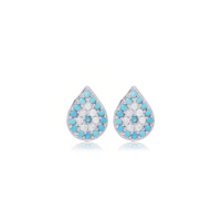 Turquoise CZ Stone Eye Design Poire Forme Goutte Minuscule Boucles D'oreilles En Argent En Gros En Argent Sterling Fine Jewelry
