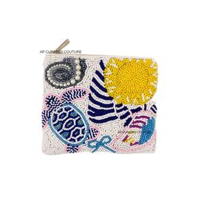 Fancy Tiles <b>Coin</b> <b>Purse</b> Zipper Closure Hand Embroidered Seed Beaded Durable Small Pouch Pure Crepe Fashion Accessory for Women - Product Image 3