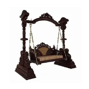 Beautiful Carved Traditional Royal Swing For Home Indoor Fully Carved Teak Wood Jhula Wooden Teak wood