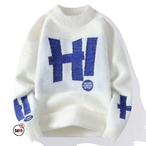 Suéter estampado de gran tamaño personalizado de alta calidad, ropa informal de punto, transpirable, ligero, de talla grande, suéteres para hombre - Product Image 3