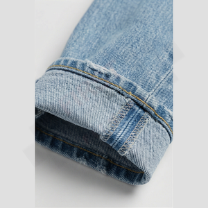Jeans en denim respirant pour homme, design 2025, logo personnalisé, style droit, hiver automne, lavage à l'eau, bouton, lavable, tricoté en vrac - Product Image 6