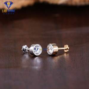 0.32 TDW Boucle d'oreille en or blanc/rose avec diamant taille ronde par Labstone/Boucle d'oreille/Couleur EF-VS - Product Image 3