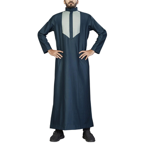 Vente en gros Thobe pour hommes musulmans arabes traditionnels Vêtements de printemps respirants Manches longues longueur plancher - Product Image 5