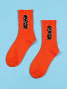 Custom logo Street Letter White <b>Socks</b> Men Sports Hip Hop Street <b>Socks</b> - Product Image 2