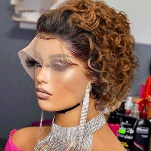 Perruque <span class=keywords><strong>femme</strong></span> 13*1, coupe courte bob avec dentelle frontale, <span class=keywords><strong>cheveux</strong></span> naturels et couvre-tête complet, <span class=keywords><strong>cheveux</strong></span> humains véritables - Product Image 1