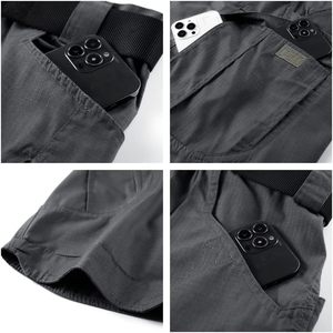 Short cargo décontracté pour homme, multi-poches sans ceinture, 2 poches zippées sur les cuisses, 2 poches à crochet avant fermées, service OEM - Product Image 4