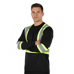 Ropa de Trabajo Nueva de Alta Visibilidad ANSI Clase 2, 100% Poliéster, Color Sólido, Cinta Reflectante, Manga Larga, LED Intermitente, Impermeable, de Seguridad - Product Image 5