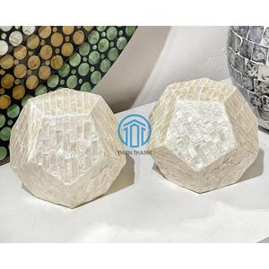 Coastal Ornament Mother of Pearl Inlay Decorative Sculpture Set Shell Mosaic Geometric <b>Ball</b> Home Accent For Table Decoration - Product Image 1
