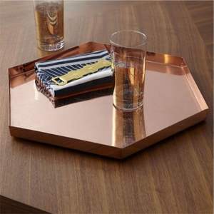 Wholesale <b>Round</b> Copper Plated Stainless Steel Decorative Tray | Rose <b>Gold</b> <b>Mirror</b> Surface Metal Serving Tray for Hotel & Home - Product Image 2