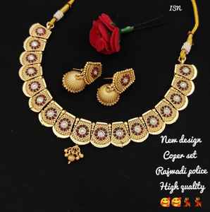 Indian Fashion Gold Plated Ethnic Copper Bridal Wedding <b>Jewelry</b> <b>Set</b> <b>for</b> <b>Women</b> Earrings and Necklace <b>Set</b> Party Occasion - Product Image 2