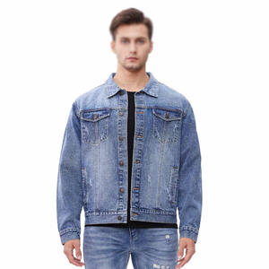 Logotipo personalizado Ropa de mezclilla para hombres Diseño elegante Deportes Azul Big Tall Denim Jean Jacket Chaquetas para hombres - Product Image 2