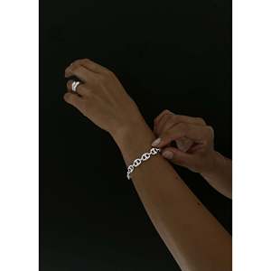Classic Trendy Silver Mariner Chain <b>Bracelet</b> Gold Plated <b>Copper</b> with Geometric Anchor Pattern Featuring Pearl Diamond Main Stone - Product Image 5