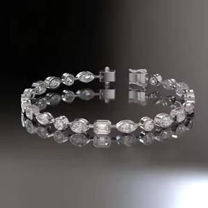 Lab Grown Diamond Tennis <b>Bracelet</b> for Women and Men, Mix Cut Diamond Tennis <b>Bracelet</b> For Wedding, <b>Solid</b> Gold moissanite <b>Bracelet</b> - Product Image 1