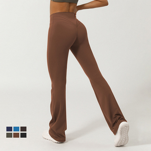 Pantalon de yoga sentiment nu v croisé taille haute pantalon évasé hanche levage pantalon de sport vêtements de sport en gros - Product Image 4
