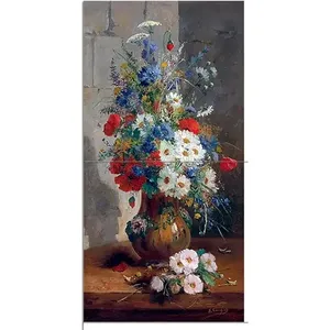 Mural de pared para ducha de cocina, naturaleza muerta, flores salvajes en mármol, azulejos contra salpicaduras de cerámica, murales de pared - Product Image 1