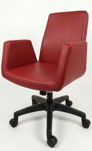 Chaise de bureau ergonomique moderne en cuir PU avec accoudoirs réglables, base pivotante en métal, design contemporain pour usage domestique ou professionnel - Product Image 5