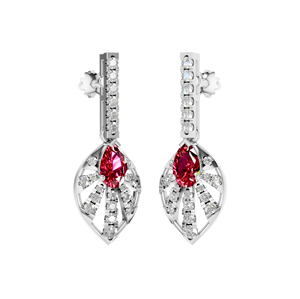 Pendientes colgantes de diamantes de piedras preciosas cortadas en Pera de rubí 950 Platino de moda para fiestas bodas joyería fina al por mayor para mujeres - Product Image 1