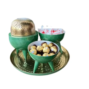 Juego de quemador de incienso de Metal y madera de pino con acabado dorado de Oriente Medio, decoración del hogar, mesa, uso religioso para interiores, Bakhoor - Product Image 3