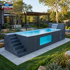 Prefab Fiberglass <b>Frame</b> <b>Pool</b> Above Ground Custom Size Outdoor Swimming <b>Pool</b> with Clear Viewing Window for Backyard - Product Image 1