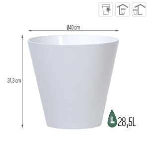 TUBUS 28.5L. Vaso da fiori, dimensioni (mm) 400x400x373, colore Bianco - Product Image 3