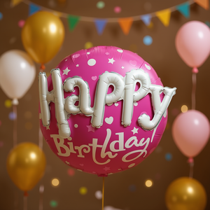 Globo de aluminio de feliz cumpleaños, color fucsia, 56 cm, 12 unidades, decoraciones para fiestas - Product Image 3