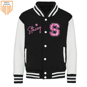 Alta calidad logotipo personalizado bordado Diseño nueva fábrica al por mayor de los hombres Varsity chaqueta de béisbol cierre de cremallera OEM chaqueta de Bombardero - Product Image 5