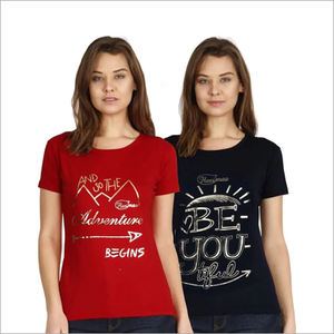 Camiseta de mujer de talla grande 100% algodón señoras personalizada impresa 100% algodón suave camiseta OEM hecha en la India - Product Image 5
