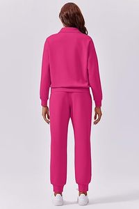 Ensemble de survêtement décontracté pour femme, confortable et longue durée, en molleton de coton doux, imprimé délavé à l'acide, respirant et à séchage rapide, coupe classique - Product Image 3