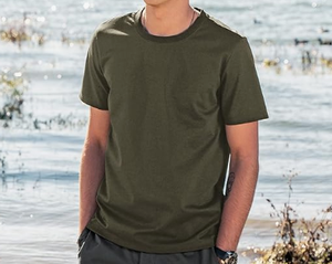 Camiseta Casual de Manga Corta para Hombre, 100% Algodón, Tejido de Punto, Estilo Urbano, Transpirable, de Secado Rápido, Color Verde Básico para Verano - Product Image 2