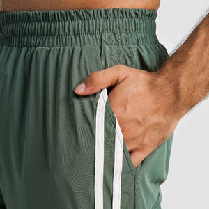 Stride Stripe <b>Trousers</b> Casual 100% Cotton <b>Elastic</b> <b>Waist</b> Zippers Decoration XL Size Baggy Pants Green Color Woolen Straight Flat - Product Image 6