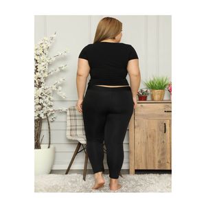 7700 Büyük Beden Düz Uzun Tayt Siyah - Product Image 1