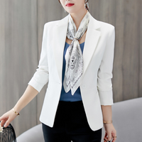 Femmes décontracté couleur unie à manches longues Blazers respirant coton ouvert devant tricot travail bureau Blazer veste simple boutonnage