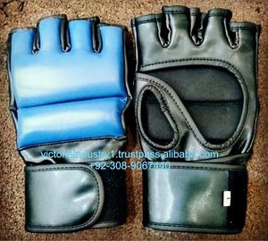Gants de boxe MMA demi-doigt Ultimate Punch Mitts Gants de grappin personnalisés en cuir de vachette et cuir PU fournis par le Pakistan - Product Image 3