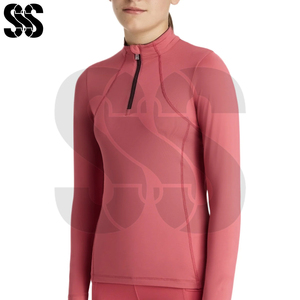 Camiseta de equitación para mujer, capa base, ligera, transpirable, cómoda, corte regular, cierre de cremallera, personalizable - Product Image 6